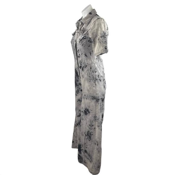 One Above Another Women's Gray Paint Splash Button Denim Overalls Jumpsuit Sz S - Picture 2 of 5